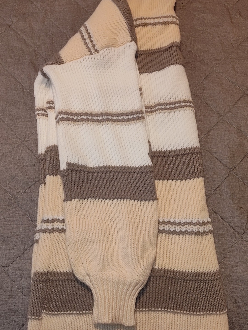 Striped Cream and Taupe Knit Women's Dress Size 26 / 28
